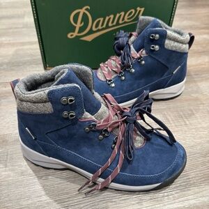 Danner Adrika Navy Wool Lace Up Hiking Trail Boots